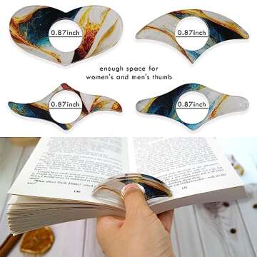 QNNEFF 4pcs Book Page Holders for Reading Acrylic Thumb Bookmark Holder Book Opener Holder Keep Book...