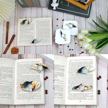 QNNEFF 4pcs Book Page Holders for Reading Acrylic Thumb Bookmark Holder Book Opener Holder Keep Book Open Book Reading Accessories for Book Lovers Teacher Student Bookworm Gifts (White)