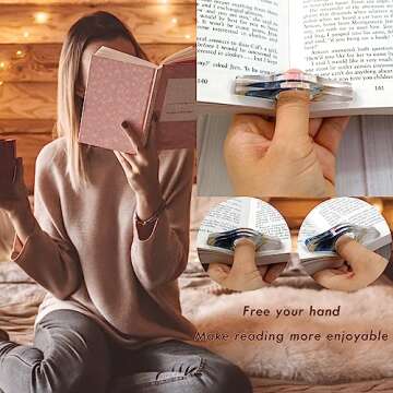 QNNEFF 4pcs Book Page Holders for Reading Acrylic Thumb Bookmark Holder Book Opener Holder Keep Book Open Book Reading Accessories for Book Lovers Teacher Student Bookworm Gifts (White)