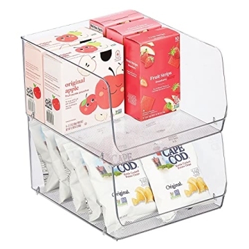 Stackable Plastic Food Storage Organizer Bins 2-Pack