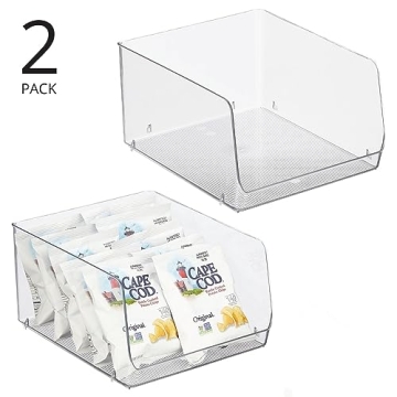 Stackable Plastic Food Storage Organizer Bins 2-Pack