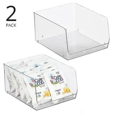 Stackable Plastic Food Storage Organizer Bins 2-Pack