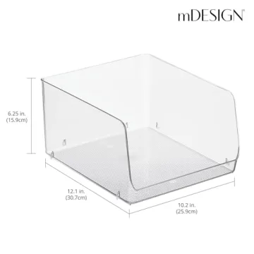 Stackable Plastic Food Storage Organizer Bins 2-Pack