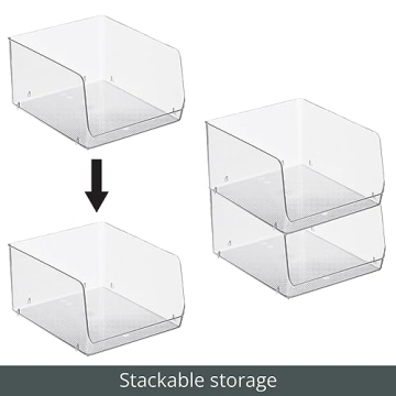 Stackable Plastic Food Storage Organizer Bins 2-Pack