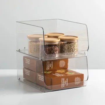 Stackable Plastic Food Storage Organizer Bins 2-Pack