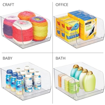 Stackable Plastic Food Storage Organizer Bins 2-Pack