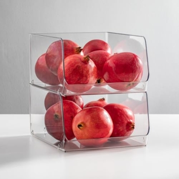 Stackable Plastic Food Storage Organizer Bins 2-Pack
