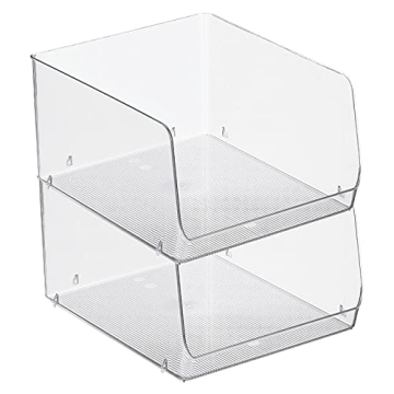 Stackable Plastic Food Storage Organizer Bins 2-Pack