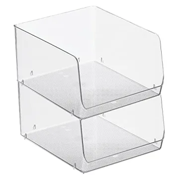 Stackable Plastic Food Storage Organizer Bins 2-Pack