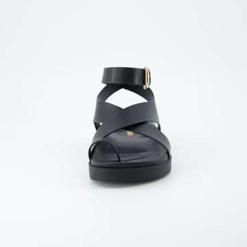 CUSHIONAIRE Women's Comfortable Adjustable Sandals - Black