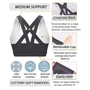 RUNNING GIRL Sports Bra for Women, Criss-Cross Back Padded Strappy Sports Bras Medium Support Yoga Bra with Removable Cups