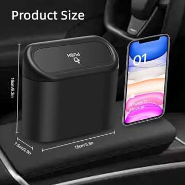 KIKIMO Tesla Trash Can with 8 Rolls of Garbage Bags, Mini Tesla Model 3/Y/S/X Accessories, Bin Storage Box, Leak-Proof Car Trash Can with Lid