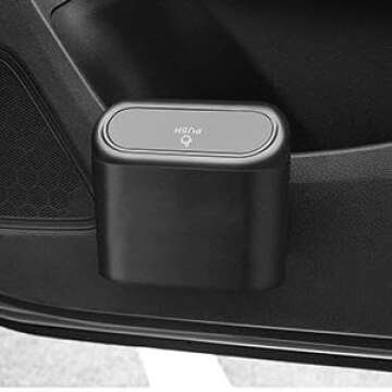 KIKIMO Tesla Trash Can with 8 Rolls of Garbage Bags, Mini Tesla Model 3/Y/S/X Accessories, Bin Storage Box, Leak-Proof Car Trash Can with Lid