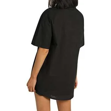 Honganda Summer Women's Casual Two Pieces Tracksuit Half Sleeve Button-Down Shirt High Waisted Shorts Set (Black, Small)