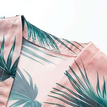 IFFEI Women's Swimsuit Cover up Leaves Printed Chiffon Kimono Cardigan Mommy and Me Matching Summer Beachwear Women M Pink