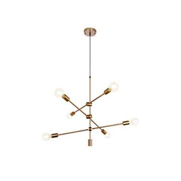 Walnut Tree Sputnik Chandelier 6 Lights Modern Pendant Lighting Ceiling Light Fixture, Brass, Bedroom Living Room Kitchen Hallway