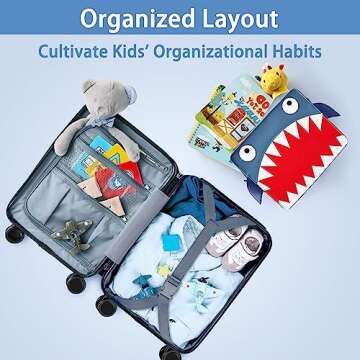 iPlay, iLearn Shark Kids Luggage, Boys Carry on Suitcase, 18" Hardside Travel Luggage Set W/Backpack...