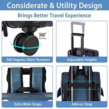 iPlay, iLearn Shark Kids Luggage, Boys Carry on Suitcase, 18" Hardside Travel Luggage Set W/Backpack, Toddlers Rolling Luggage W/ 4 Spinner Wheels, Children Holiday Birthday Gifts