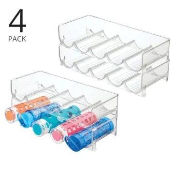 Stackable Water Bottle Wine Rack Organizer 4 Pack Clear
