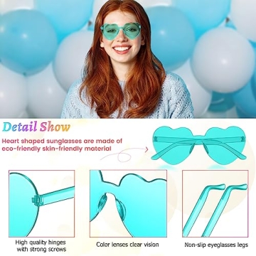 RTBOFY Heart Sunglasses, Heart Shaped Sunglasses with Transparent Candy Color for Women Party Favor…