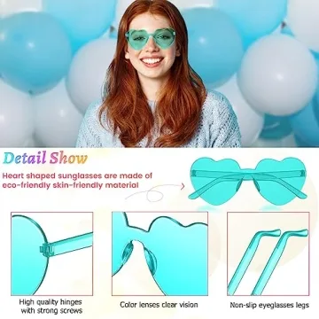 RTBOFY Heart Sunglasses, Heart Shaped Sunglasses with Transparent Candy Color for Women Party Favor…