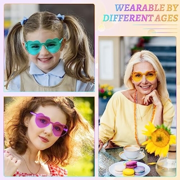 RTBOFY Heart Sunglasses, Heart Shaped Sunglasses with Transparent Candy Color for Women Party Favor…