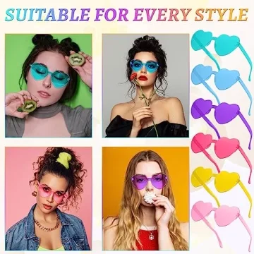 RTBOFY Heart Sunglasses, Heart Shaped Sunglasses with Transparent Candy Color for Women Party Favor…