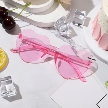 RTBOFY Heart Sunglasses, Heart Shaped Sunglasses with Transparent Candy Color for Women Party Favor…