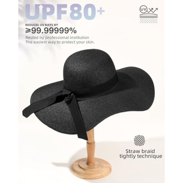FURTALK Women's UPF 80+ Sun Straw Hat Wide Brim Beach