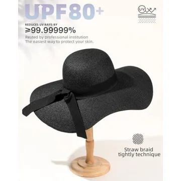FURTALK Women's UPF 80+ Sun Straw Hat Wide Brim Beach