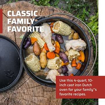 Camp Chef Classic 10 Dutch Oven - Cast Iron Pot with Flanged Lid for All Cooking Needs