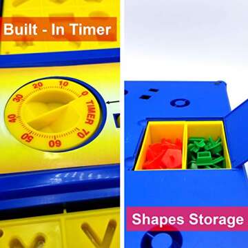 MUKIKIM Scramble - Shape Matching Family Board Game! Sorting Shapes Fast Before The Time is Up & Pieces Pop Out! Play Solo/with Friends. 12-Shape Junior Version Plates Included!