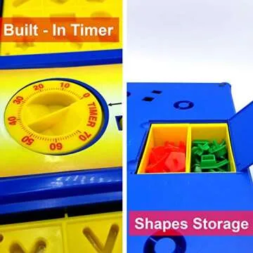 MUKIKIM Scramble - Shape Matching Family Board Game! Sorting Shapes Fast Before The Time is Up & Pieces Pop Out! Play Solo/with Friends. 12-Shape Junior Version Plates Included!