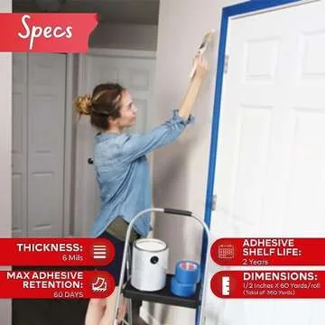 XFasten Professional Blue Painters Tape, Multi-Use, 1/2-Inch by 60-Yard, Pack of 6, Blue Tape Bulk - Sharp Edge Line Technology, Produces Sharp Lines | Residue-Free and Artisan Grade Wall Trim Tape