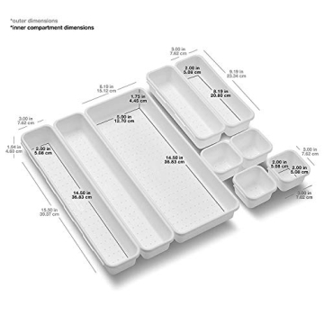 Madesmart 9-Piece Interlocking Bin Pack for Organizing Drawers