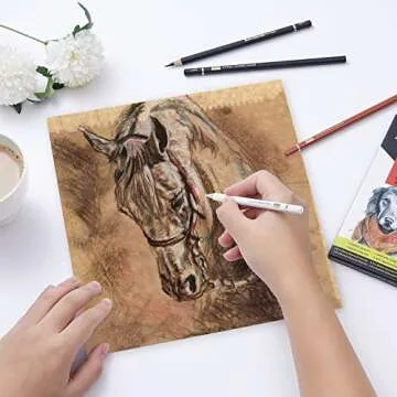 MARKART Professional Colored Charcoal Pencils Drawing Set, 10 Pieces Black White Charcoal Pencils for Sketching, Shading, Blending, Pastel Chalk Pencils for Beginners & Artists