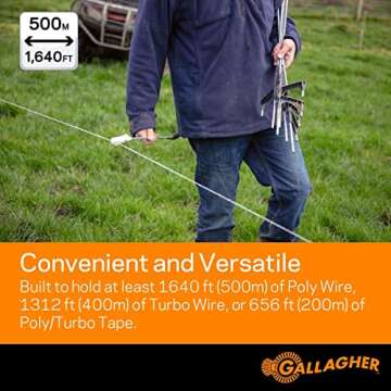 Gallagher Electric Fence Reel Durable & Compact 1640' Storage