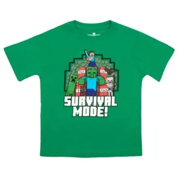 Minecraft Boys Creeper & Characters 3 Colors Short Sleeve T-Shirt Set, 3 Pack (Green/Grey/Black, Size 10/12)