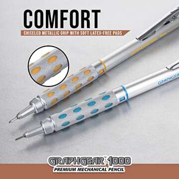 Pentel GraphGear 1000 Automatic Drafting Pencil (0.3mm), Black Accents, 1 Each (PG1013G)