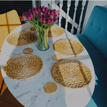 Stylish 15" Woven Placemats Set of 6 Natural Design