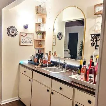 MYlovelylands 20x28 inch Gold Arched Mirror for Bathroom Vanity Mirror or Wall Decor Arch Mirror Bru...