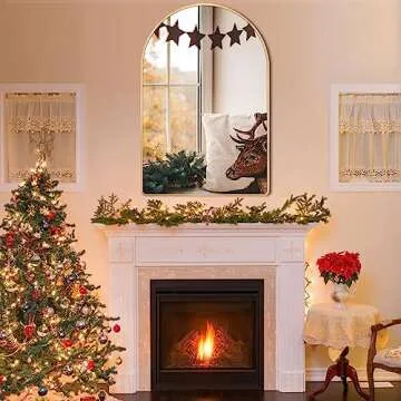 MYlovelylands 20x28 inch Gold Arched Mirror for Bathroom Vanity Mirror or Wall Decor Arch Mirror Brushed Metal Frame Wall Mounted Mirror for Bathroom LivingRoom Bedroom Entryway