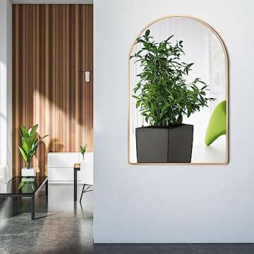 MYlovelylands 20x28 inch Gold Arched Mirror for Bathroom Vanity Mirror or Wall Decor Arch Mirror Brushed Metal Frame Wall Mounted Mirror for Bathroom LivingRoom Bedroom Entryway