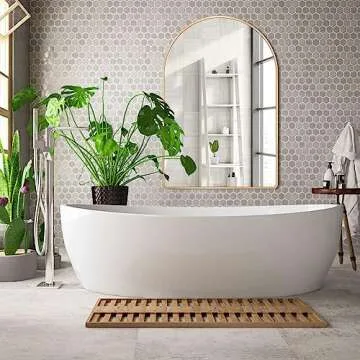 MYlovelylands 20x28 inch Gold Arched Mirror for Bathroom Vanity Mirror or Wall Decor Arch Mirror Brushed Metal Frame Wall Mounted Mirror for Bathroom LivingRoom Bedroom Entryway