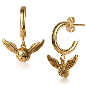 Harry Potter Golden Snitch Hoop Earrings - Magical Flash Plated Dangles