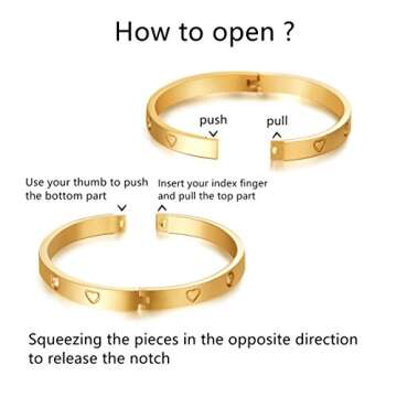 MVCOLEDY Valentines Day Gifts Jewelry Gold/White Gold Plated Bangle Bracelet Heart Stone Stainless S...