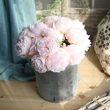 Decpro 2 Bunches Artificial Peonies, 10 Heads Silk Peony Fake Flower Bouquets for Wedding Home Office Party Hotel Decor, Table Centerpieces, Floral Arrangements, Light Pink - NO VASE