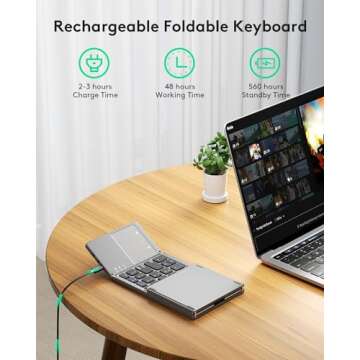 Samsers Portable Multi-Device Touchpad Keyboard - Foldable and Rechargeable