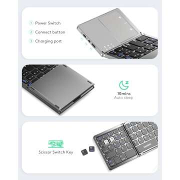 Samsers Portable Multi-Device Touchpad Keyboard - Foldable and Rechargeable