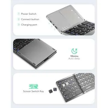 Samsers Portable Multi-Device Touchpad Keyboard - Foldable and Rechargeable